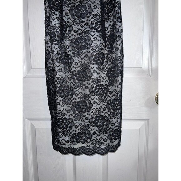 HUGO BUSCATI Collection Black Overlay Lace Satin Sleeveless Open Back - Picture 4 of 12